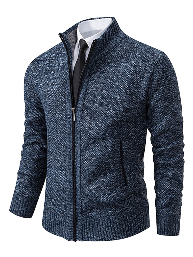 Men's Full-Zip Ribbed Knit Cardigan