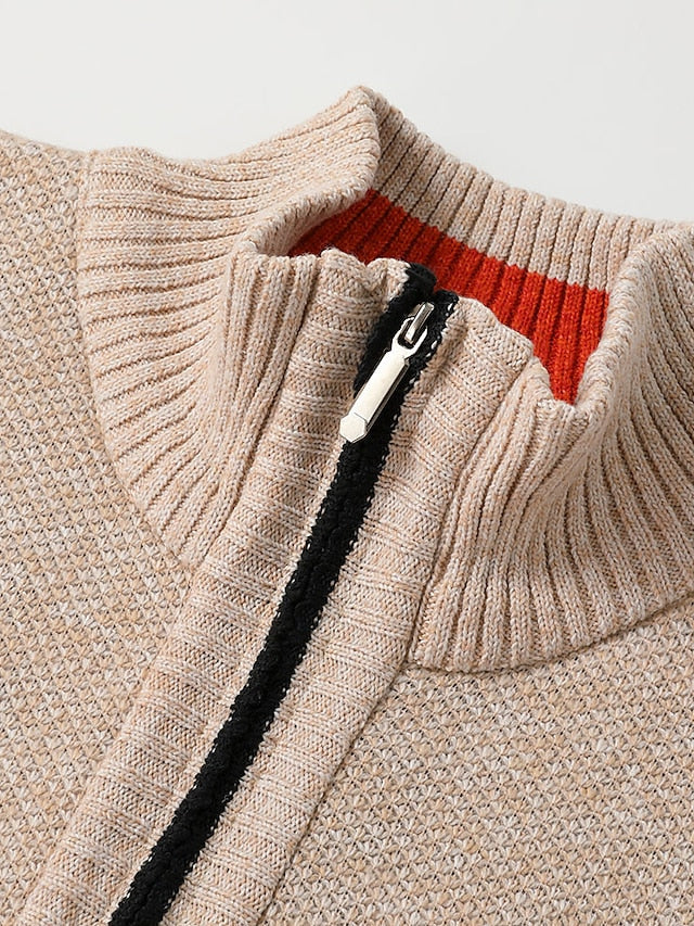 Men's Full-Zip Ribbed Knit Cardigan