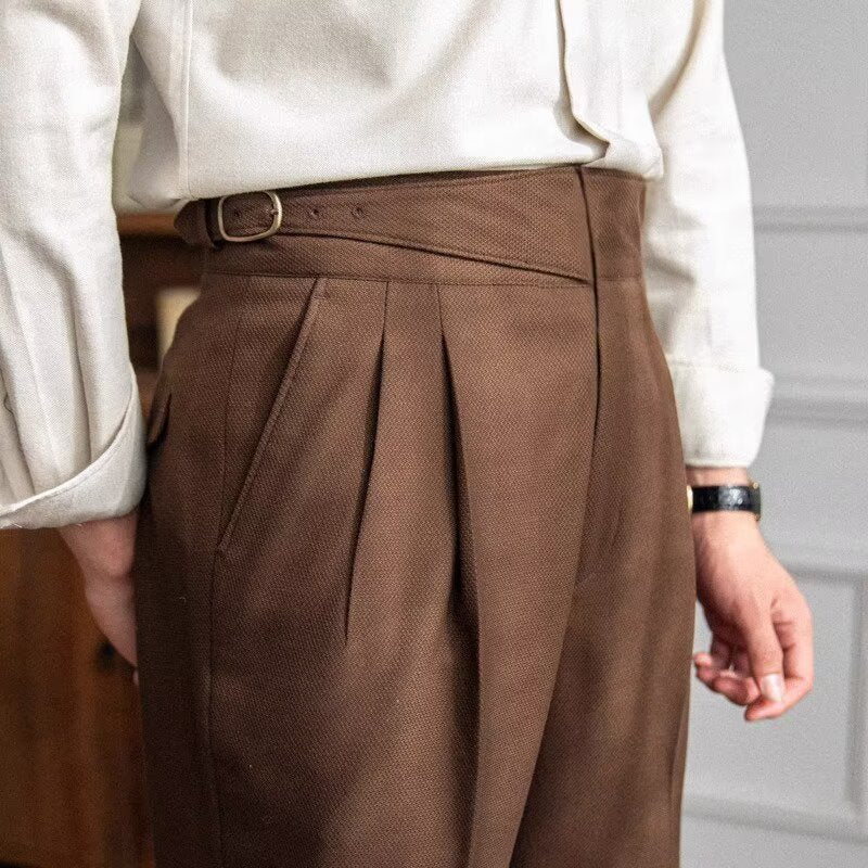 Men's High-Waisted Pleated Trousers