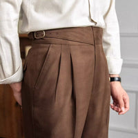 Men's High-Waisted Pleated Trousers