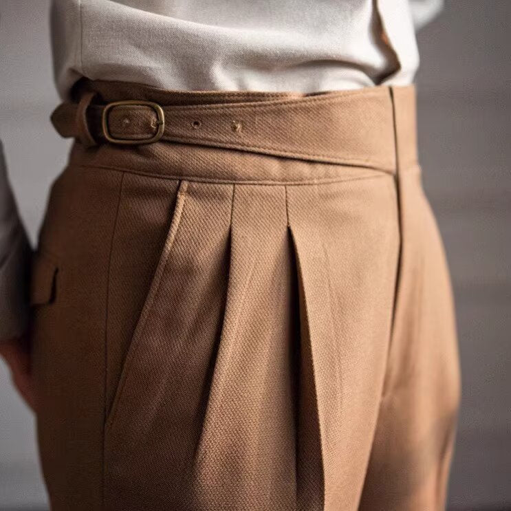 Men's High-Waisted Pleated Trousers