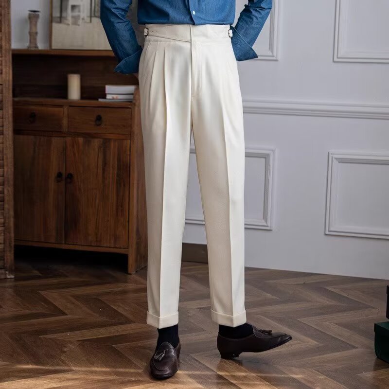 Men's High-Waisted Pleated Trousers