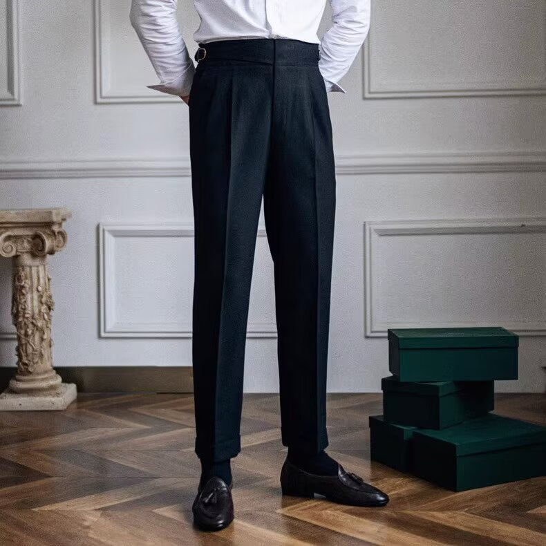 Men's High-Waisted Pleated Trousers