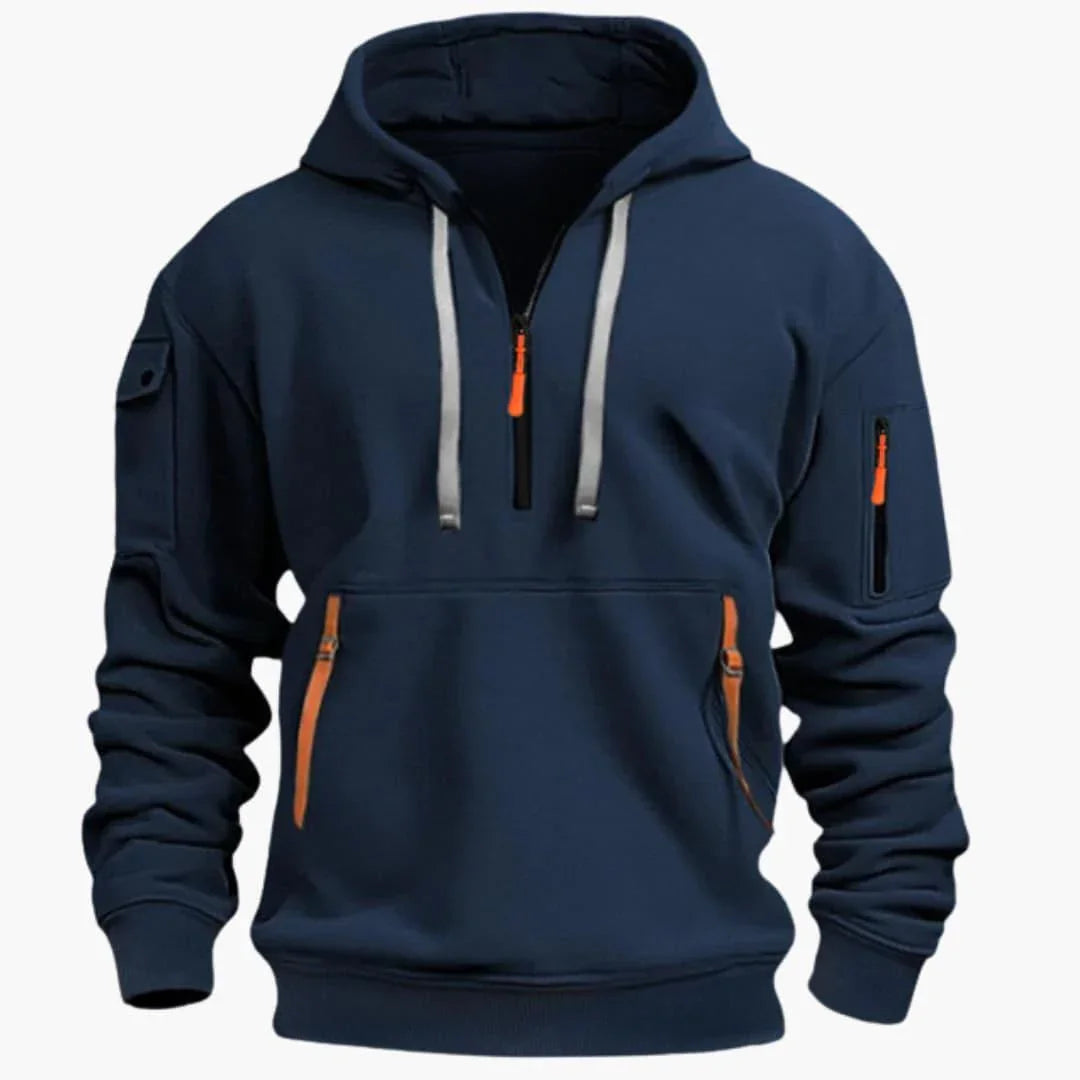 Men's Hoodie with Adjustable Hood and Zipper Pockets