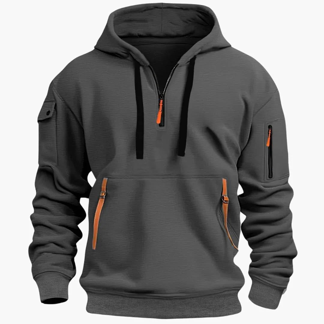 Men's Hoodie with Adjustable Hood and Zipper Pockets