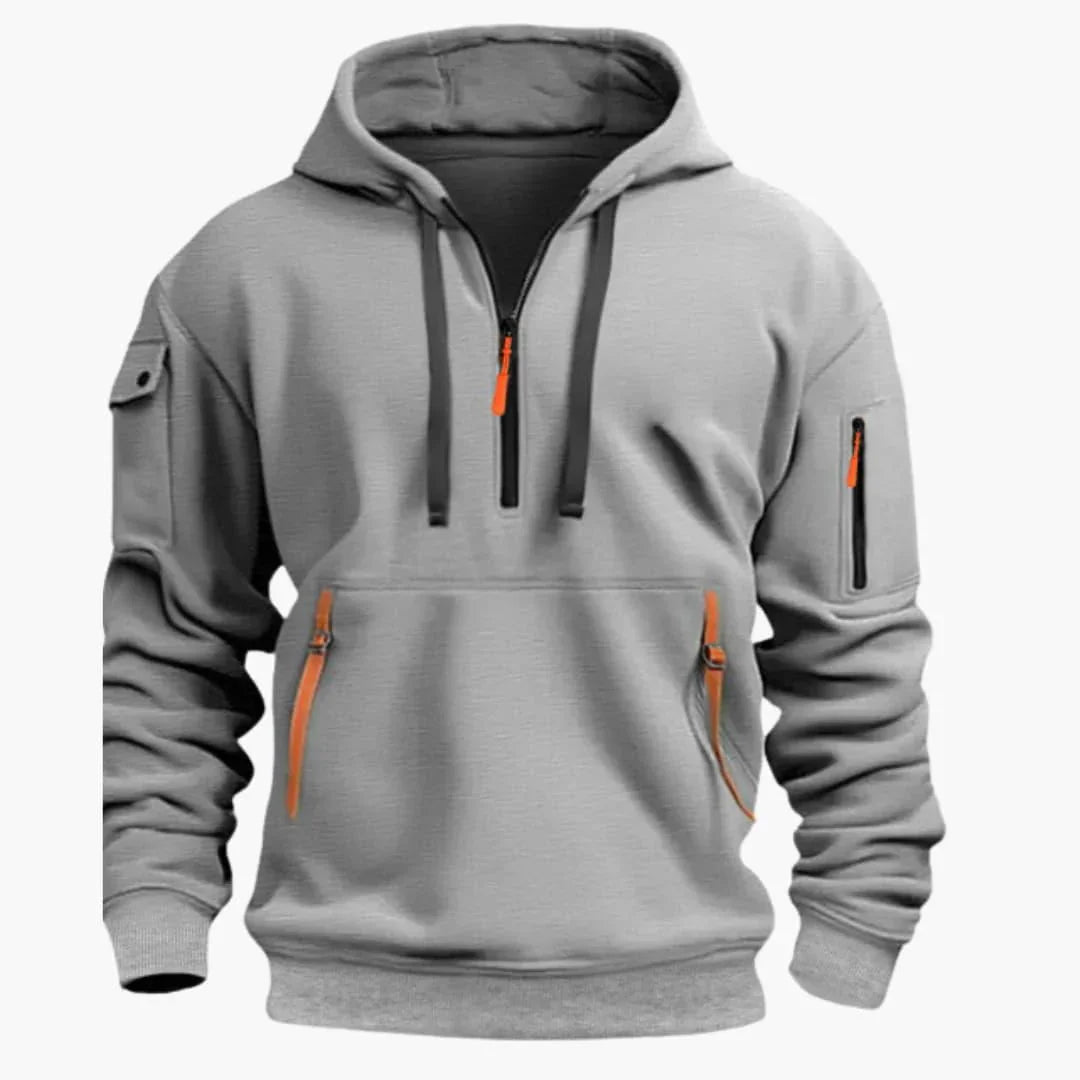 Men's Hoodie with Adjustable Hood and Zipper Pockets