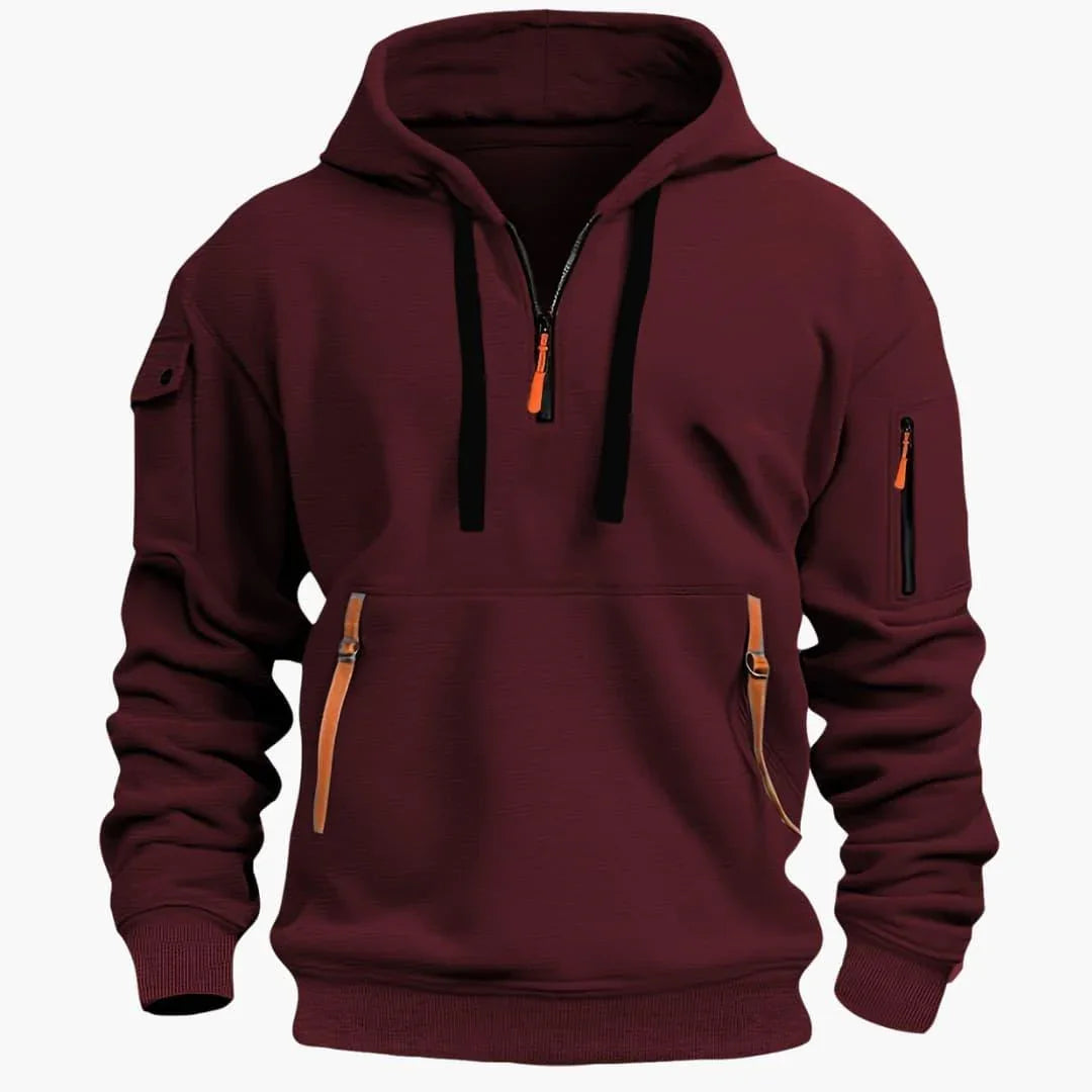 Men's Hoodie with Adjustable Hood and Zipper Pockets