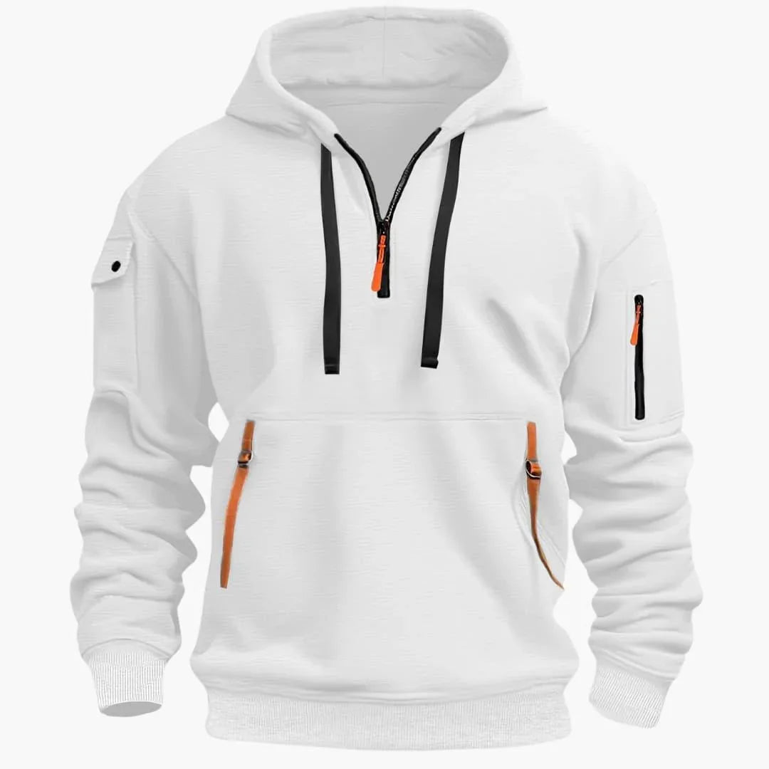 Men's Hoodie with Adjustable Hood and Zipper Pockets