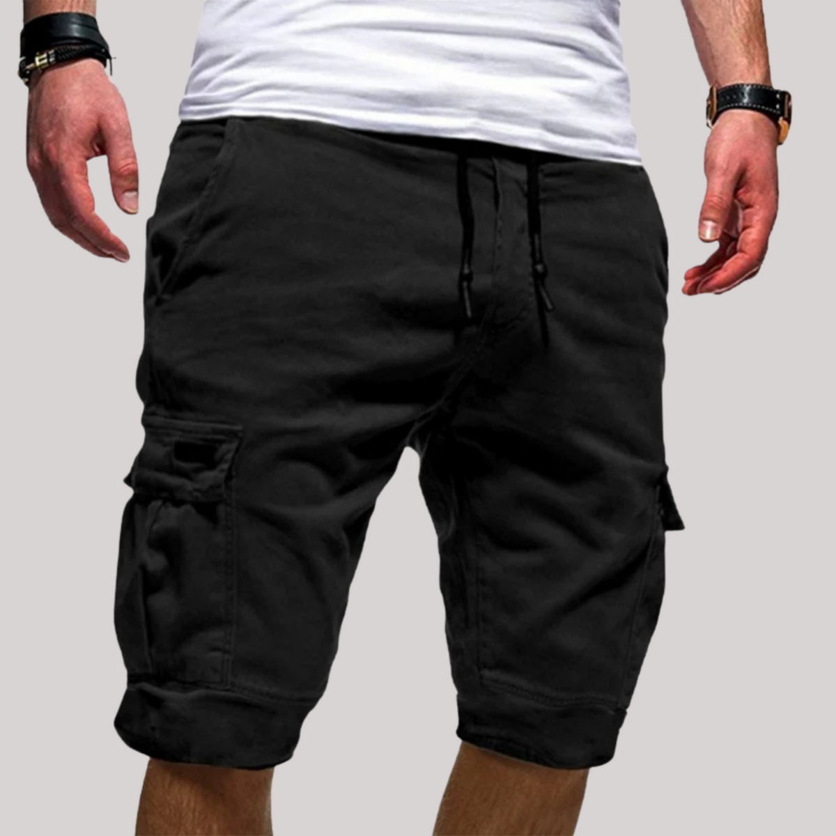 Men's Knee-Length Drawstring Cargo Shorts