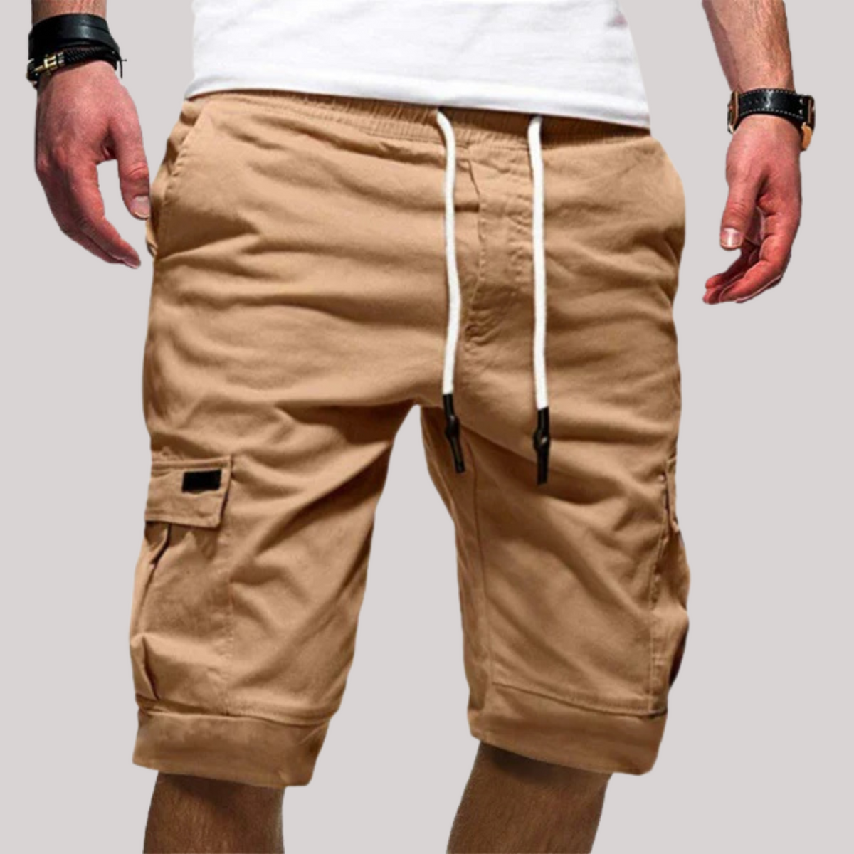 Men's Knee-Length Drawstring Cargo Shorts