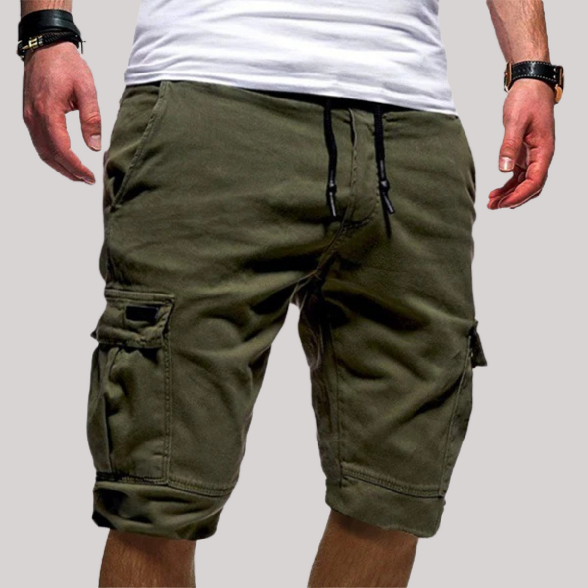 Men's Knee-Length Drawstring Cargo Shorts