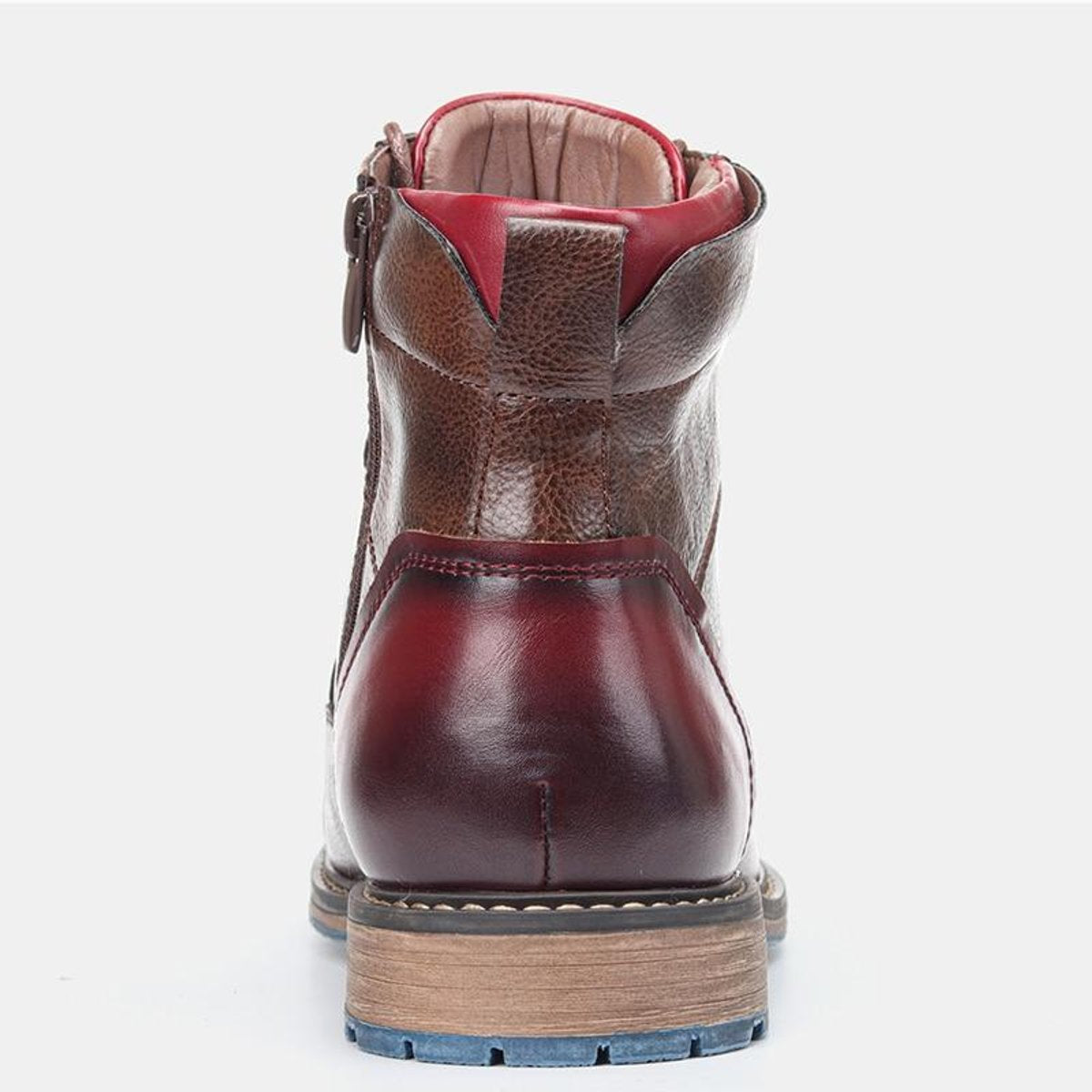 Men's Lace-Up Ankle Oxford Boots with Side Zipper – Brown Leather, Modern Design