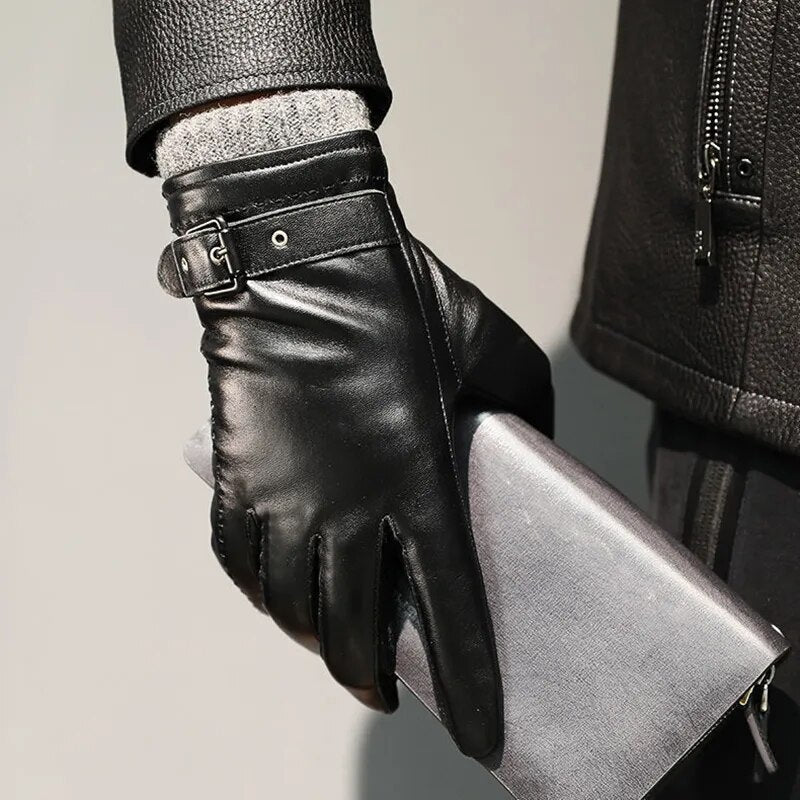 Men's Leather Gloves with Cashmere Lining