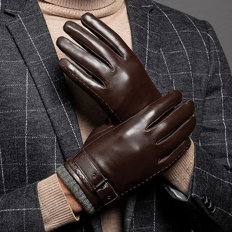 Men's Leather Gloves with Cashmere Lining