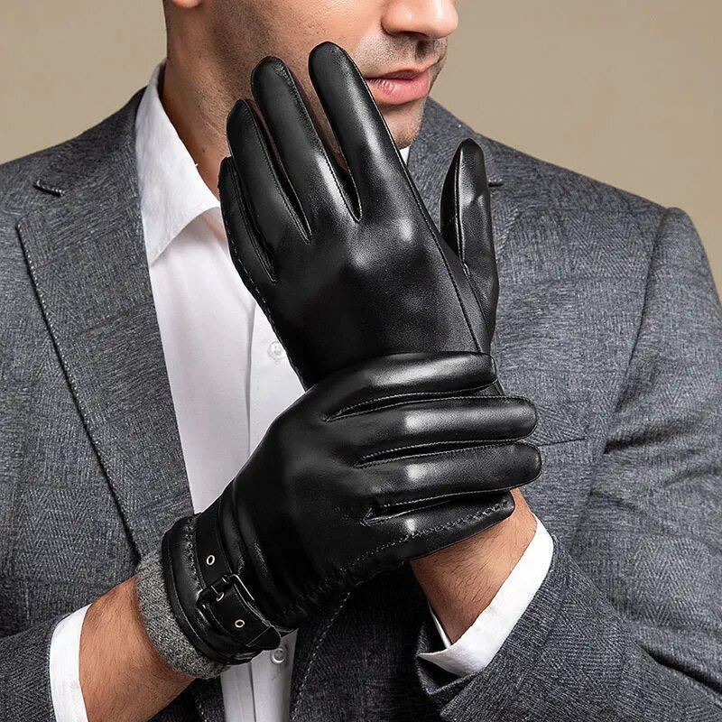 Men's Leather Gloves with Cashmere Lining