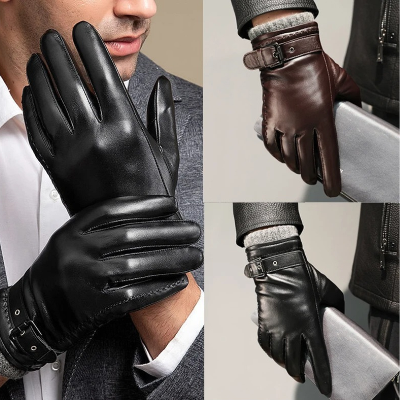 Men's Leather Gloves with Cashmere Lining