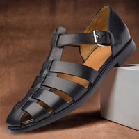 Men's Leather Sandals with Adjustable Strap