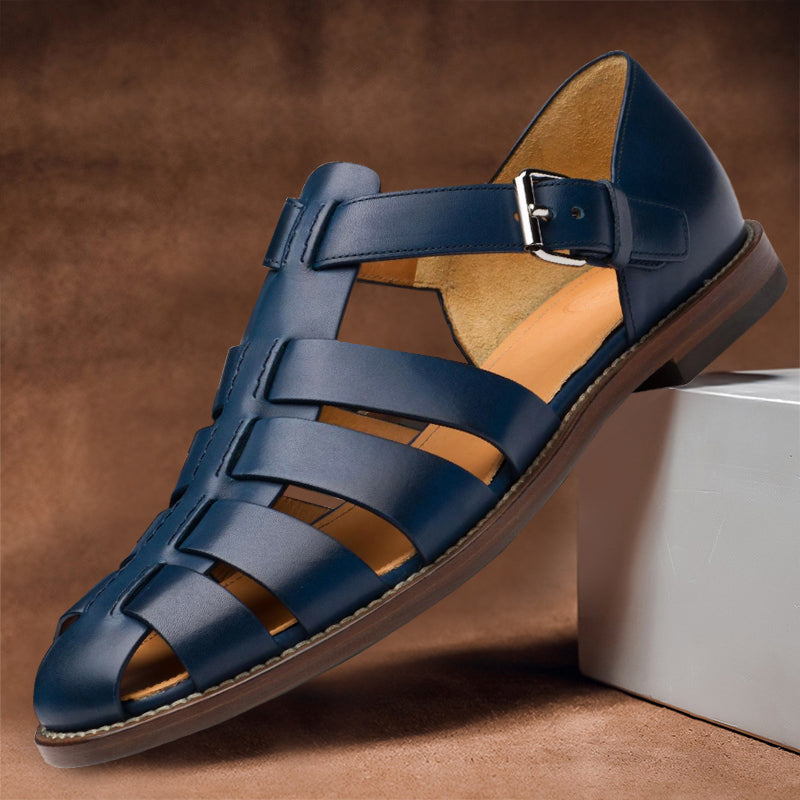 Men's Leather Sandals with Adjustable Strap