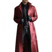 Men's Long Faux Leather Winter Coat