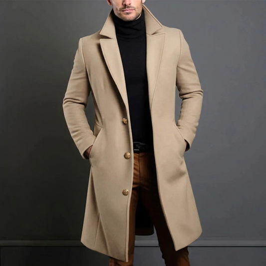 Men's Long Single-Breasted Coat
