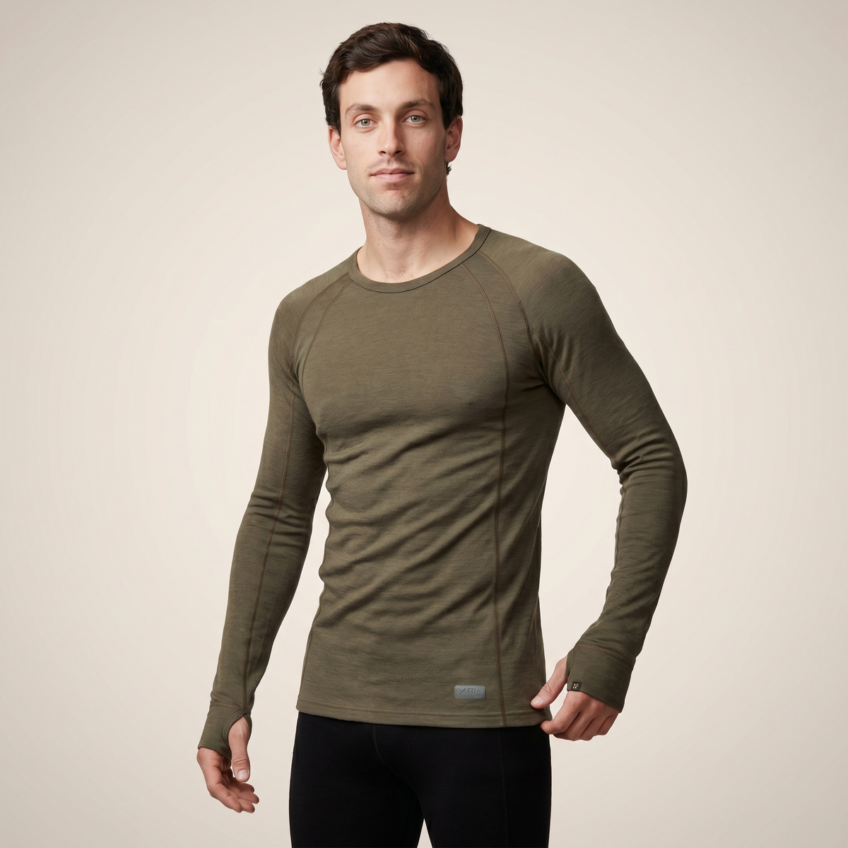Men's Long-Sleeve Merino Wool Thermal Shirt | Breathable Base Layer | Crew Neck