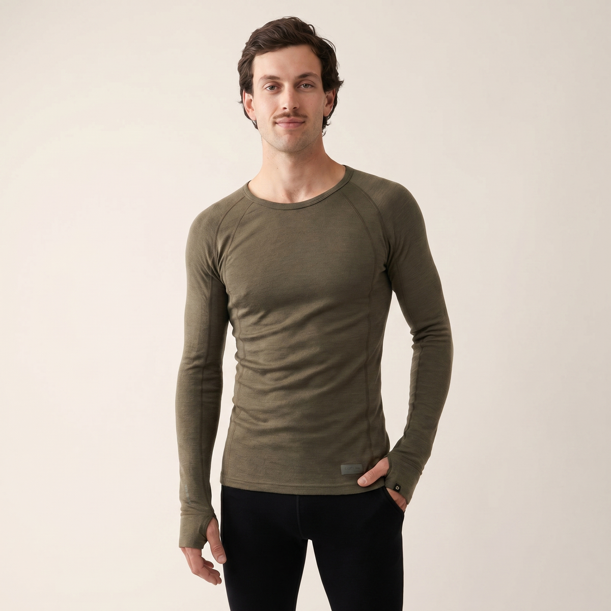 Men's Long-Sleeve Merino Wool Thermal Shirt | Breathable Base Layer | Crew Neck