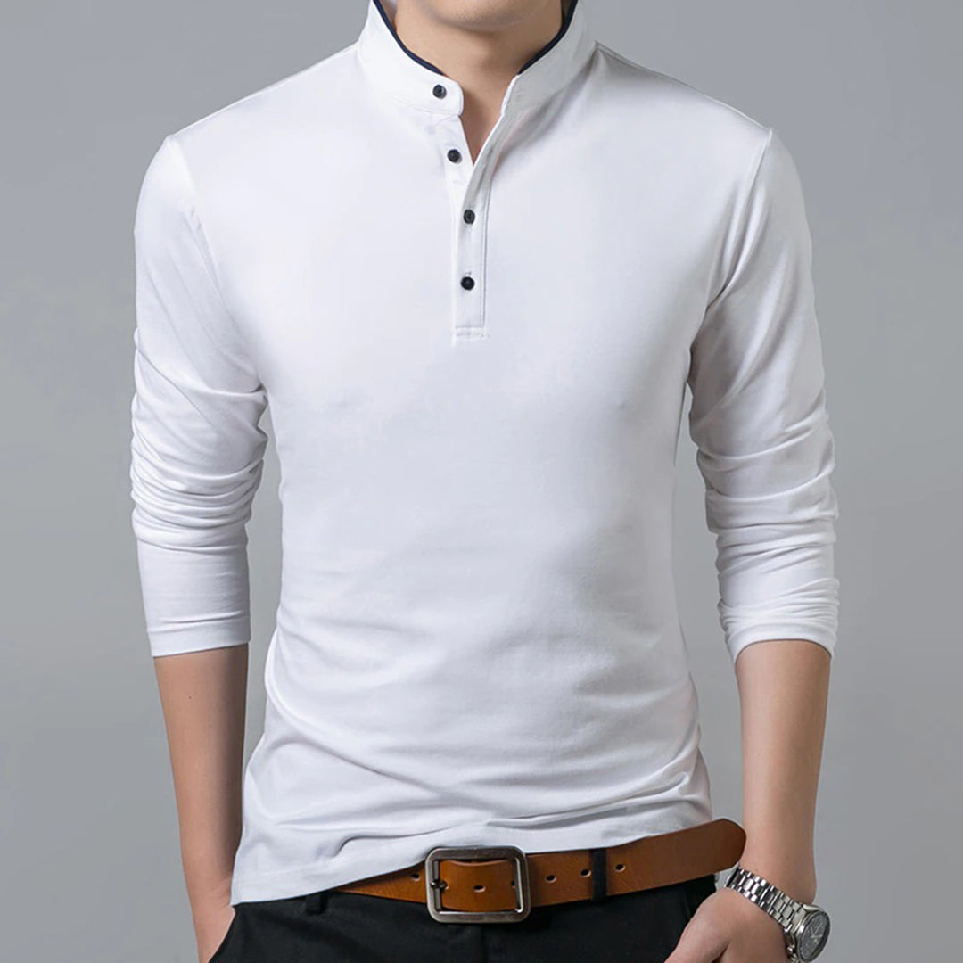 Men's Long-Sleeve Slim-Fit Polo Shirt