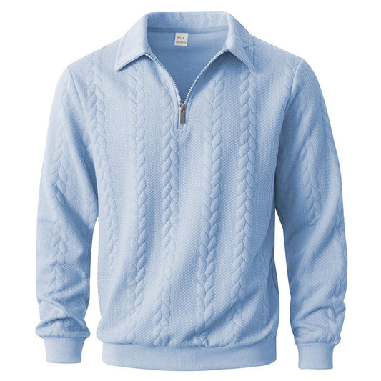 Men's Long Sleeve Zip Neck Polo Shirt