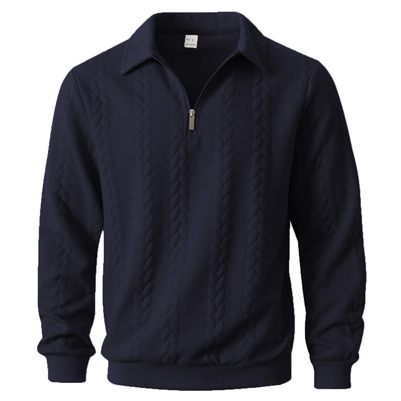 Men's Long Sleeve Zip Neck Polo Shirt