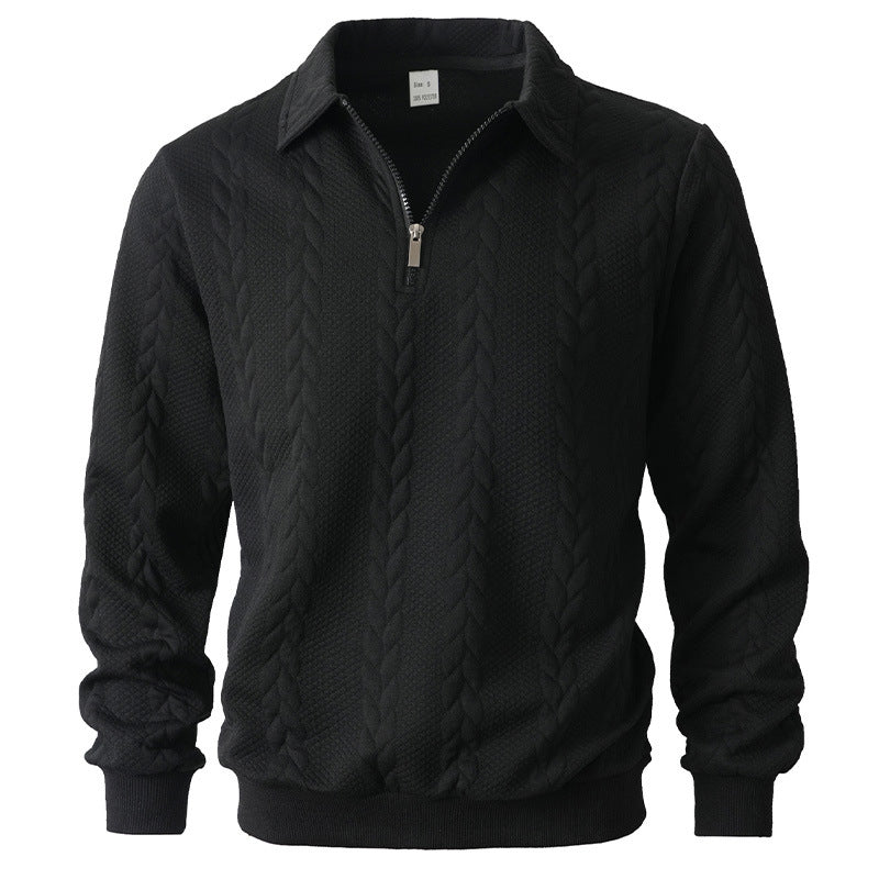 Men's Long Sleeve Zip Neck Polo Shirt