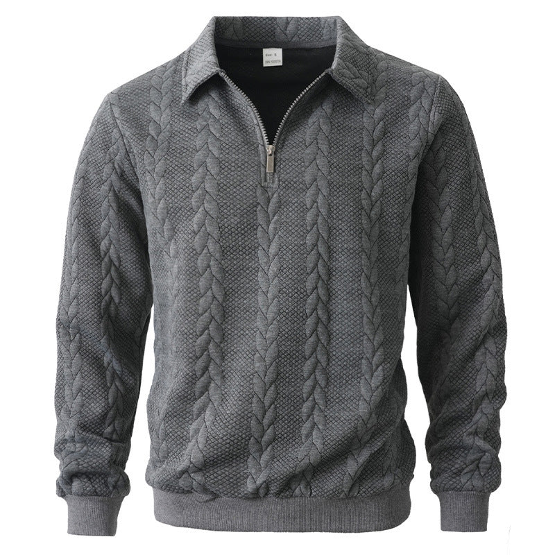 Men's Long Sleeve Zip Neck Polo Shirt