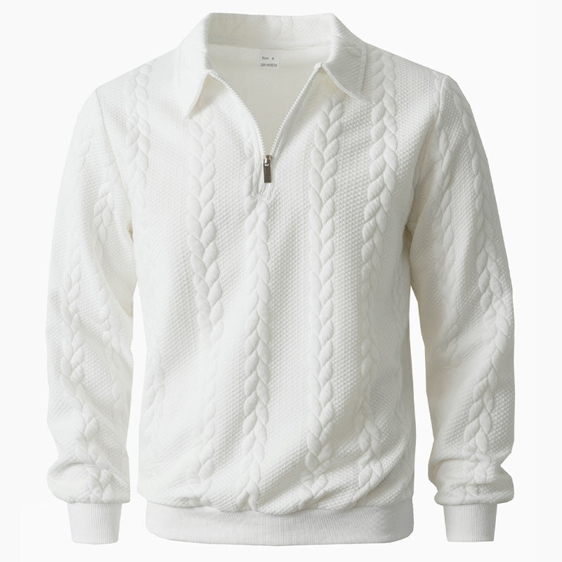Men's Long Sleeve Zip Neck Polo Shirt