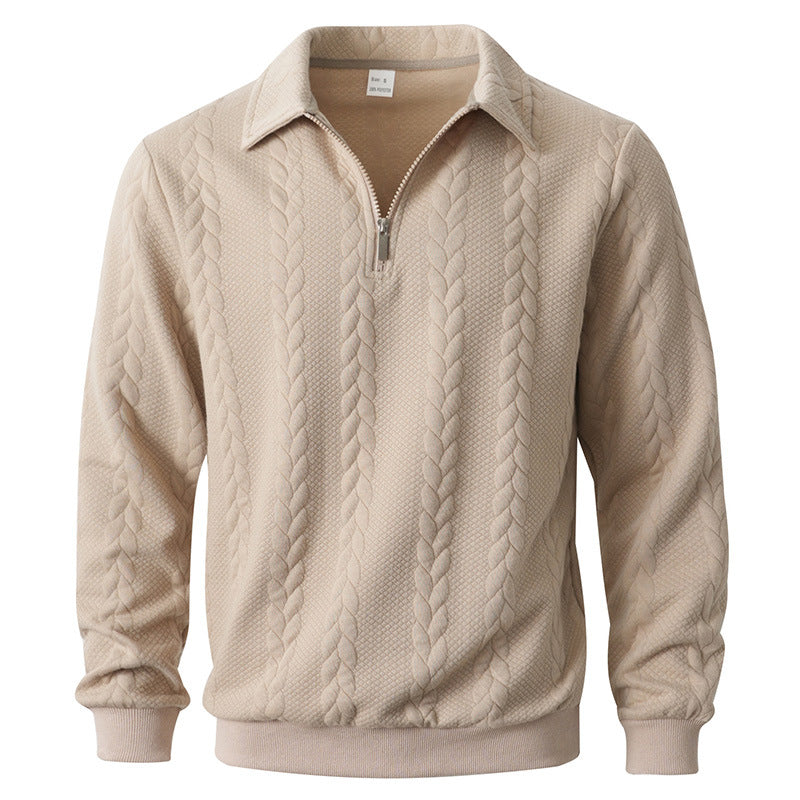 Men's Long Sleeve Zip Neck Polo Shirt