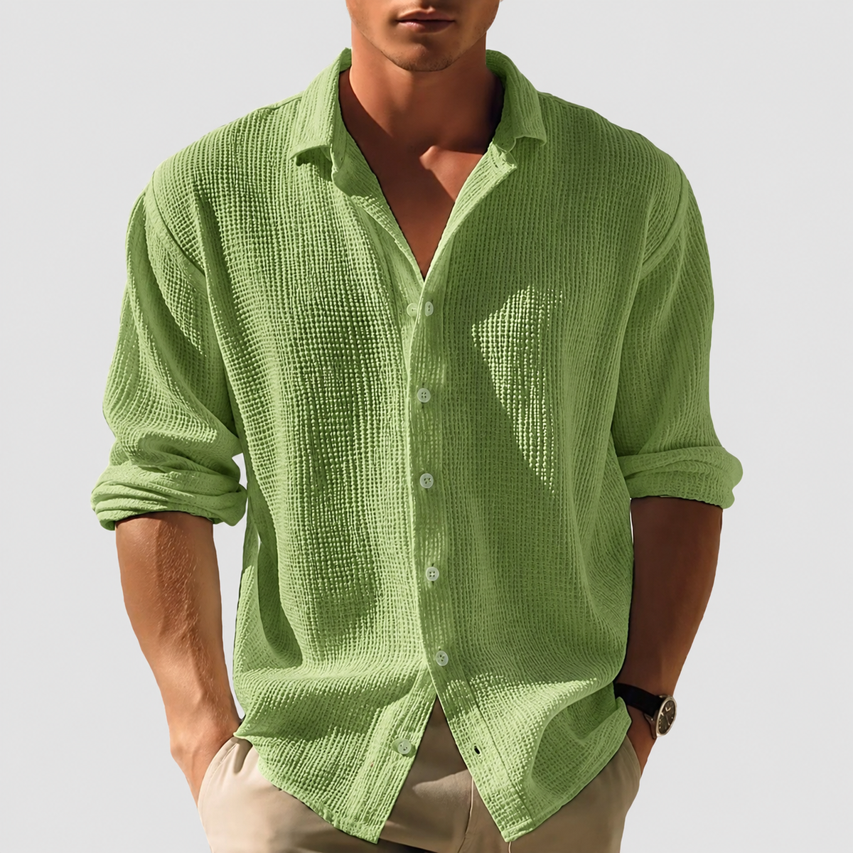 Men's Long-Sleeved Button-Down Shirt