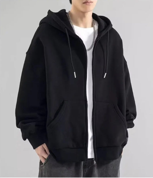 Men's Loose Fit Cotton Zip-Up Hoodie