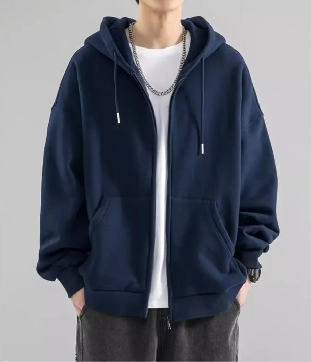 Men's Loose Fit Cotton Zip-Up Hoodie