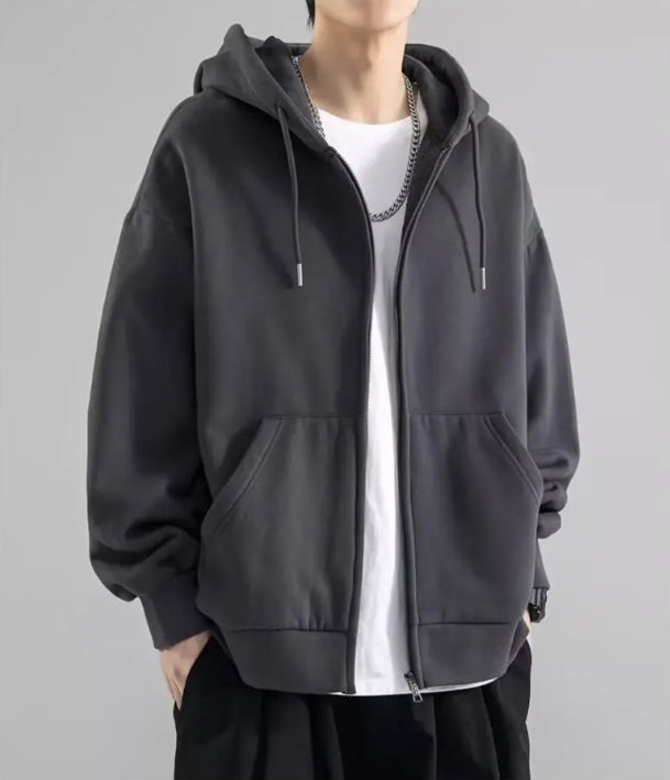 Men's Loose Fit Cotton Zip-Up Hoodie