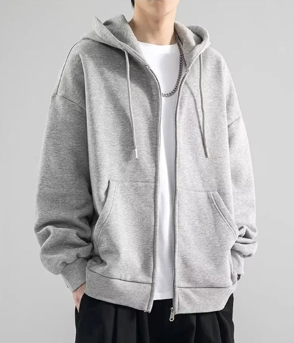 Men's Loose Fit Cotton Zip-Up Hoodie