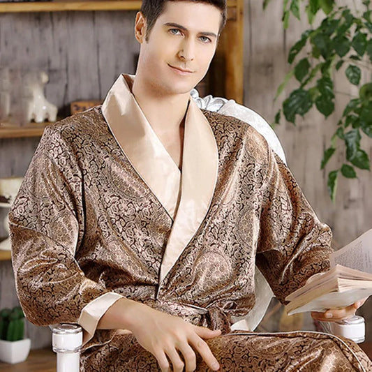 Men's Luxury Kimono Bathrobe with Oriental Design