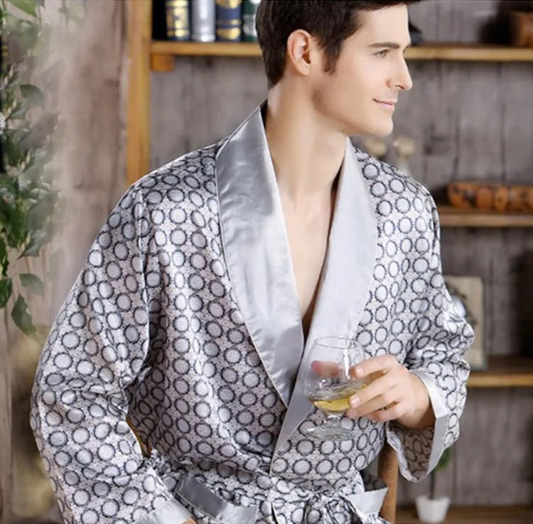 Men's Luxury Kimono Bathrobe with Oriental Design