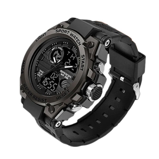 Men's Military Watch with Analog-Digital Display and Multi-Functions