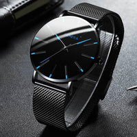 Men's Minimalist Analogue Watch with Blue Accents