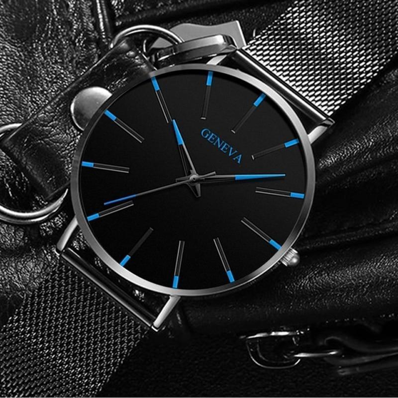 Men's Minimalist Analogue Watch with Blue Accents