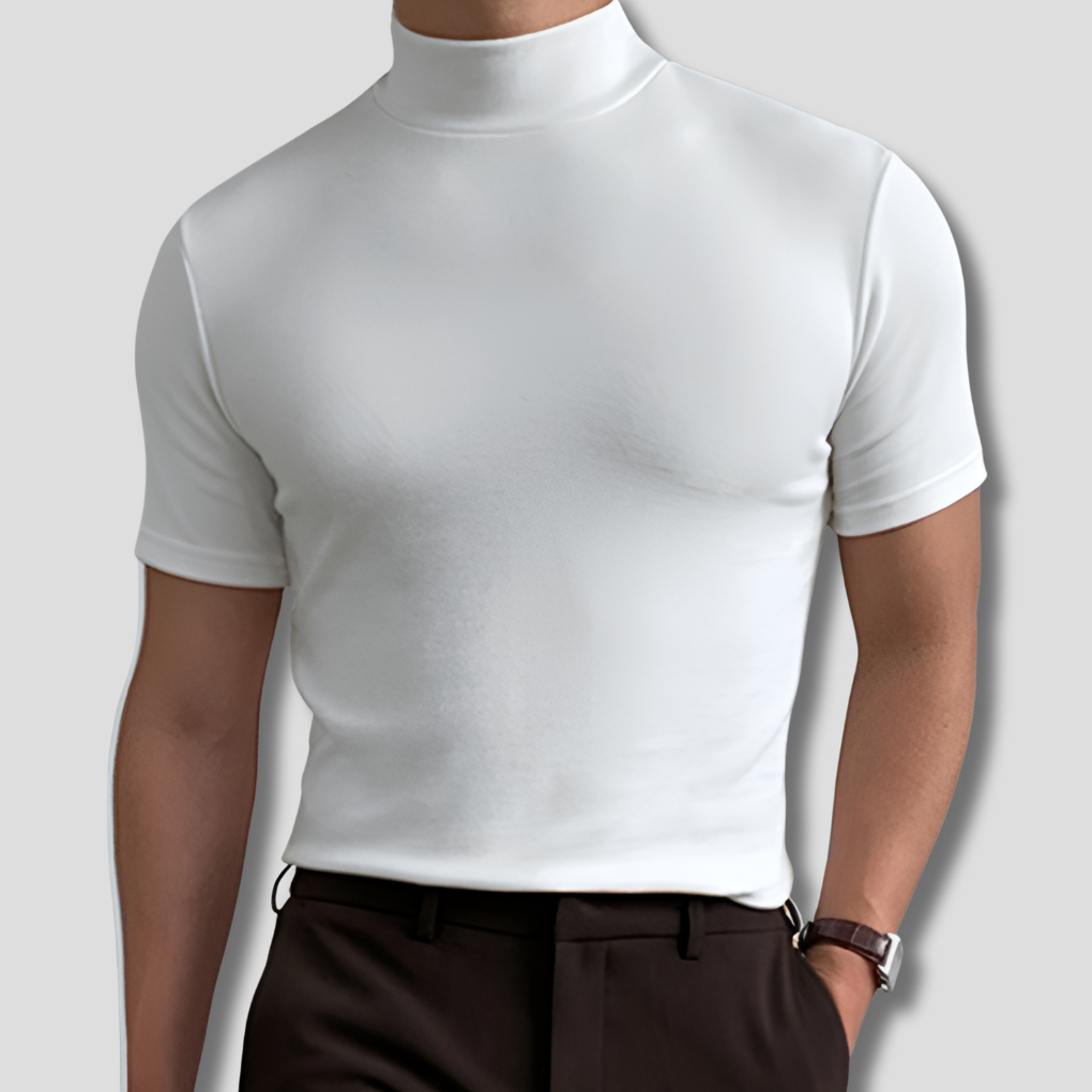Men's Mock Neck Short Sleeve Knit T-Shirt