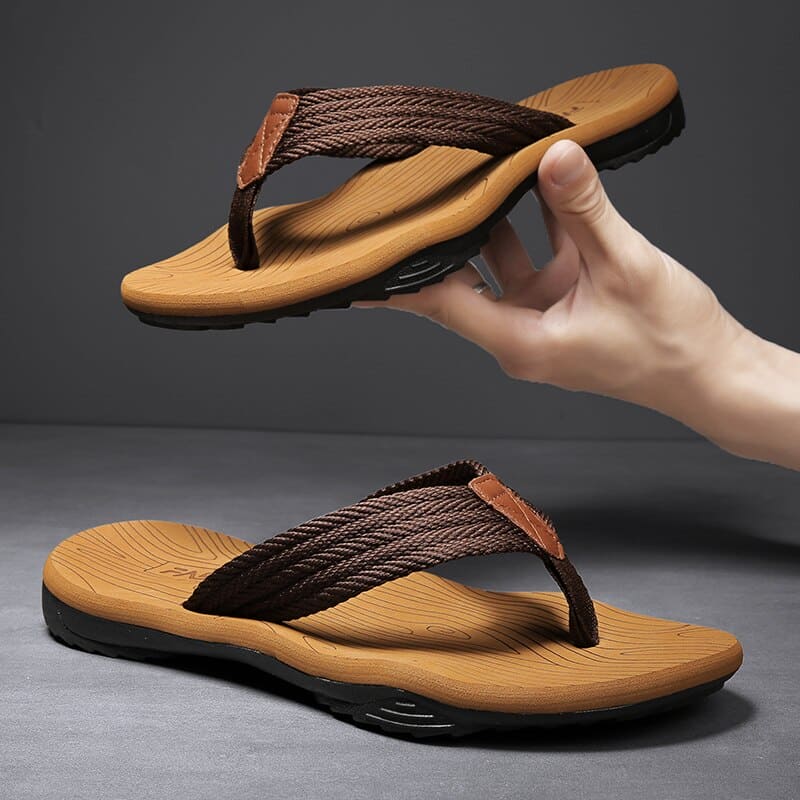 Men's Orthotic Flip-Flops with Geometric Strap