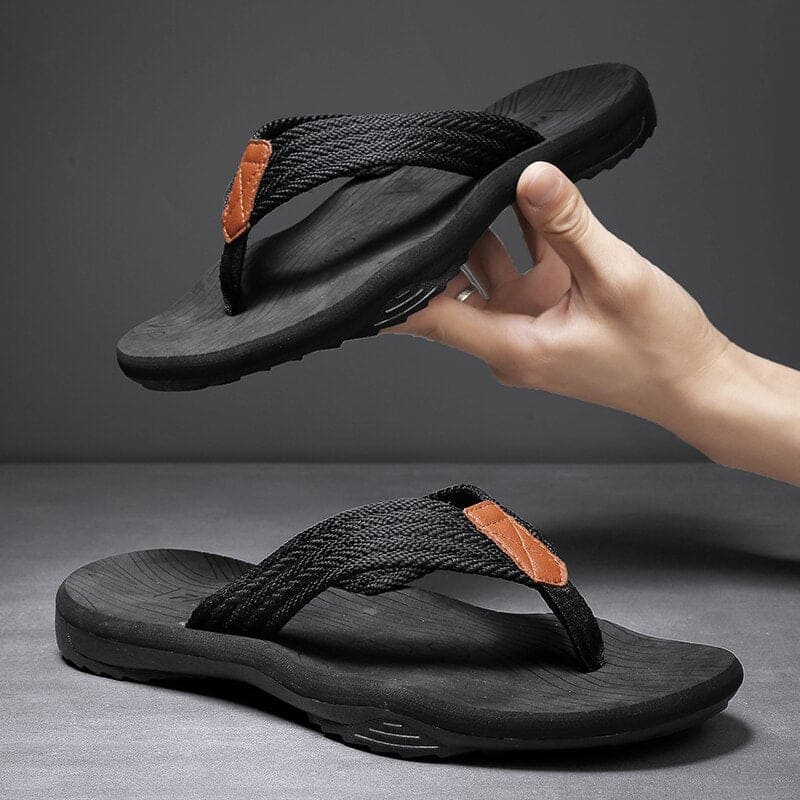 Men's Orthotic Flip-Flops with Geometric Strap