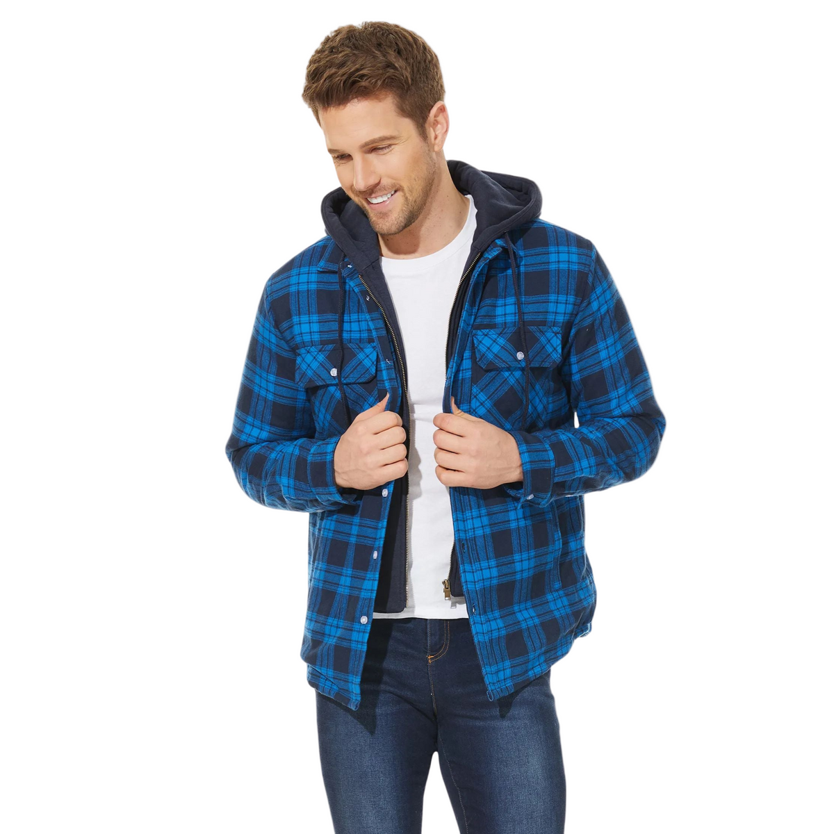 Men's Plaid Hooded Jacket