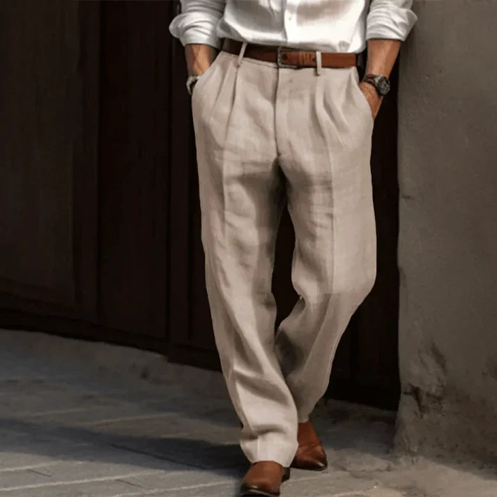 Men's Pleated High-Waisted Trousers