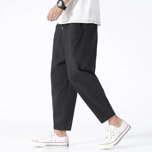 Men's Relaxed Fit Cropped Drawstring Trousers