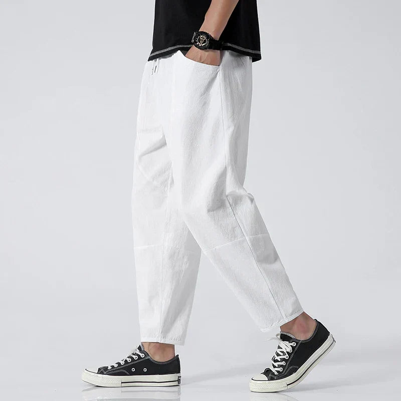 Men's Relaxed Fit Cropped Drawstring Trousers